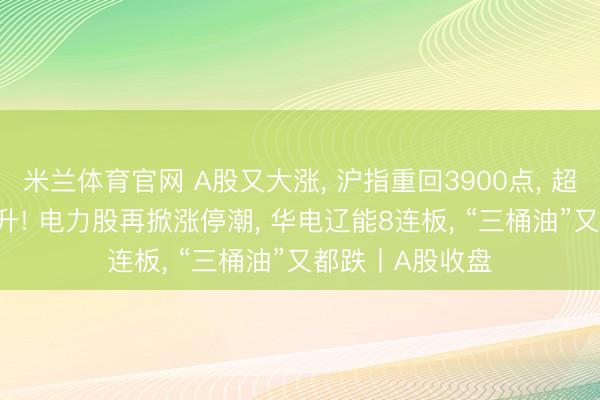 米兰体育官网 A股又大涨， 沪指重回3900点， 超4900只个股上升! 电力股再掀涨停潮， 华电辽能8连板， “三桶油”又都跌丨A股收盘